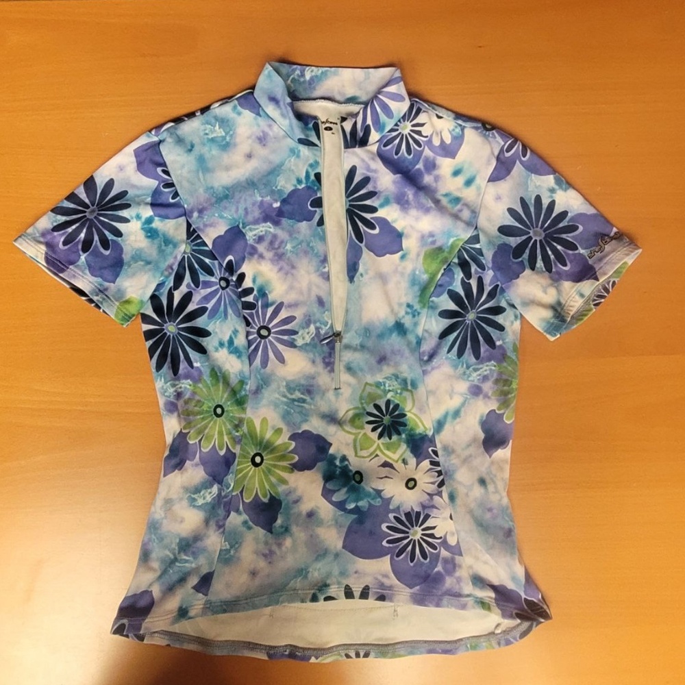 SheBeest Women's Cycling Jersey Small - Pink Floral Geometric Chevron